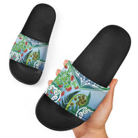 Aotearoa New Zealand Natural Plants Slide Sandals Pohutukawa with Silver Ferns Koru Frond Maori Tattoos LT03 - Polynesian Pride