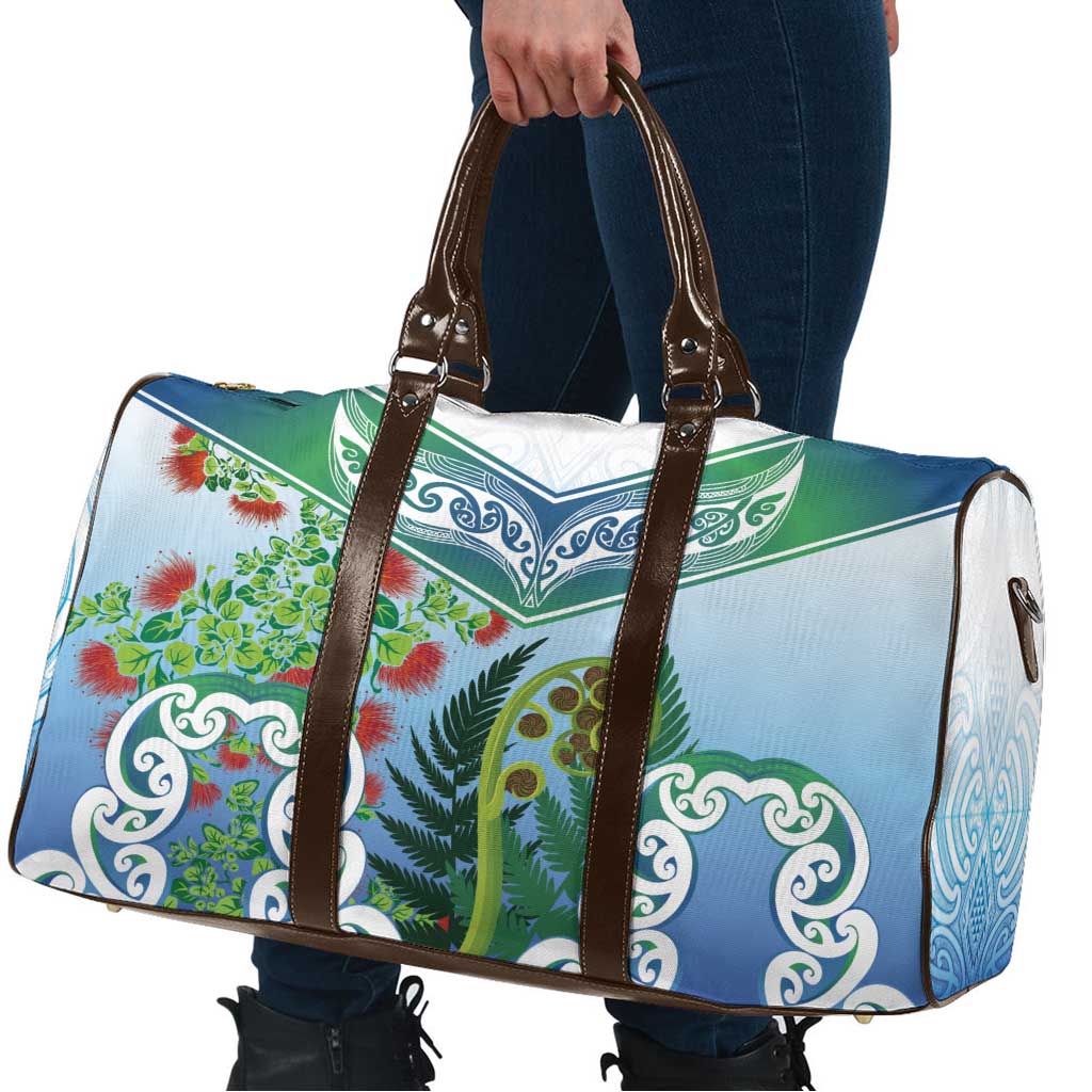 Aotearoa New Zealand Natural Plants Travel Bag Pohutukawa with Silver Ferns Koru Frond Maori Tattoos LT03 - Polynesian Pride