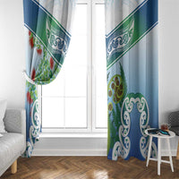 Aotearoa New Zealand Natural Plants Window Curtain Pohutukawa with Silver Ferns Koru Frond Maori Tattoos LT03 - Polynesian Pride