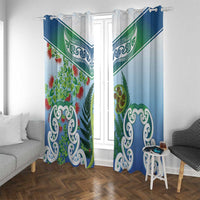 Aotearoa New Zealand Natural Plants Window Curtain Pohutukawa with Silver Ferns Koru Frond Maori Tattoos LT03 With Grommets Multicolor - Polynesian Pride