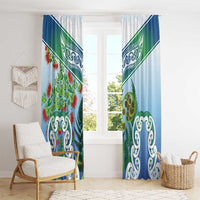 Aotearoa New Zealand Natural Plants Window Curtain Pohutukawa with Silver Ferns Koru Frond Maori Tattoos LT03 - Polynesian Pride
