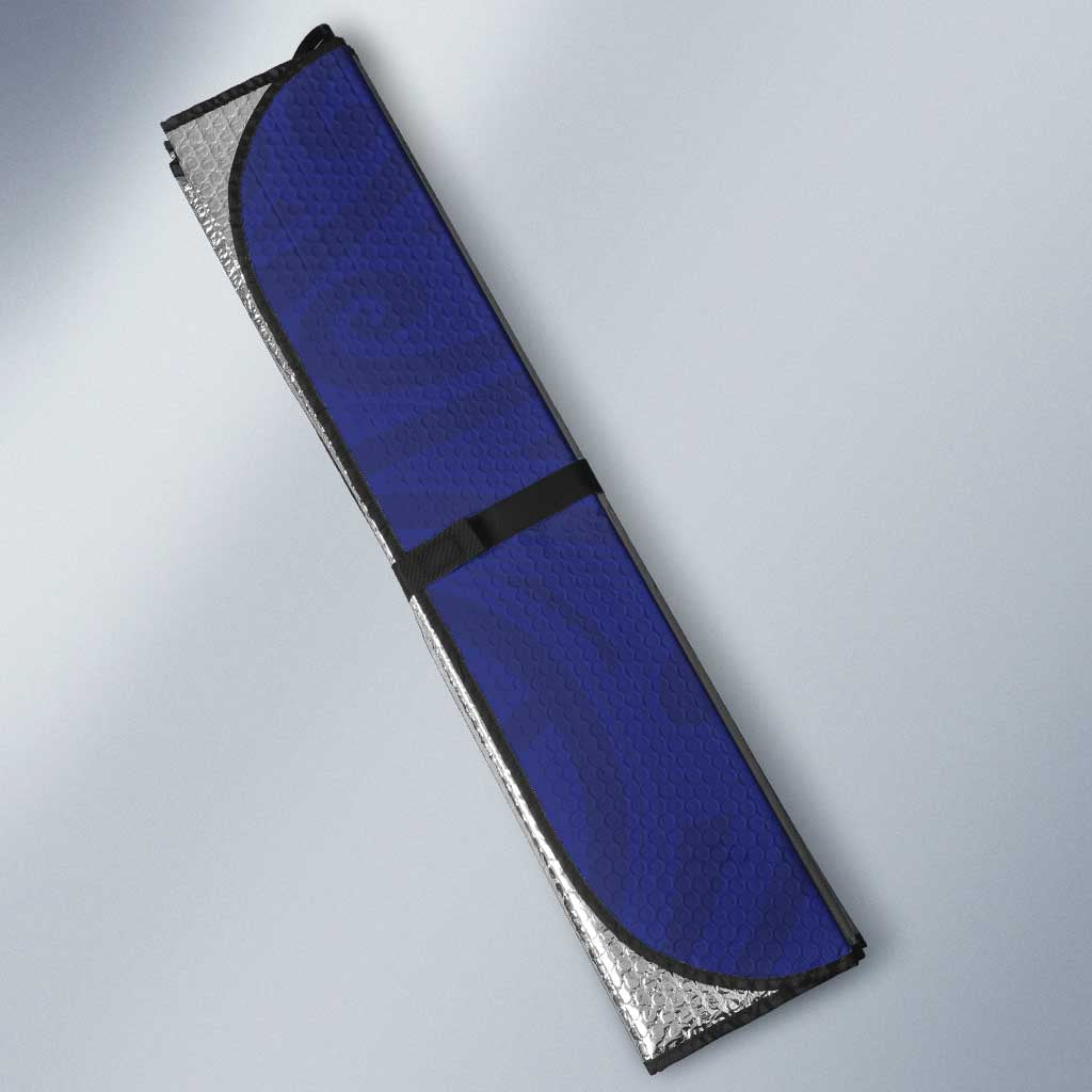 New Zealand Sea Animals with Maori Tribal Tattoo Auto Sun Shade Blue Color