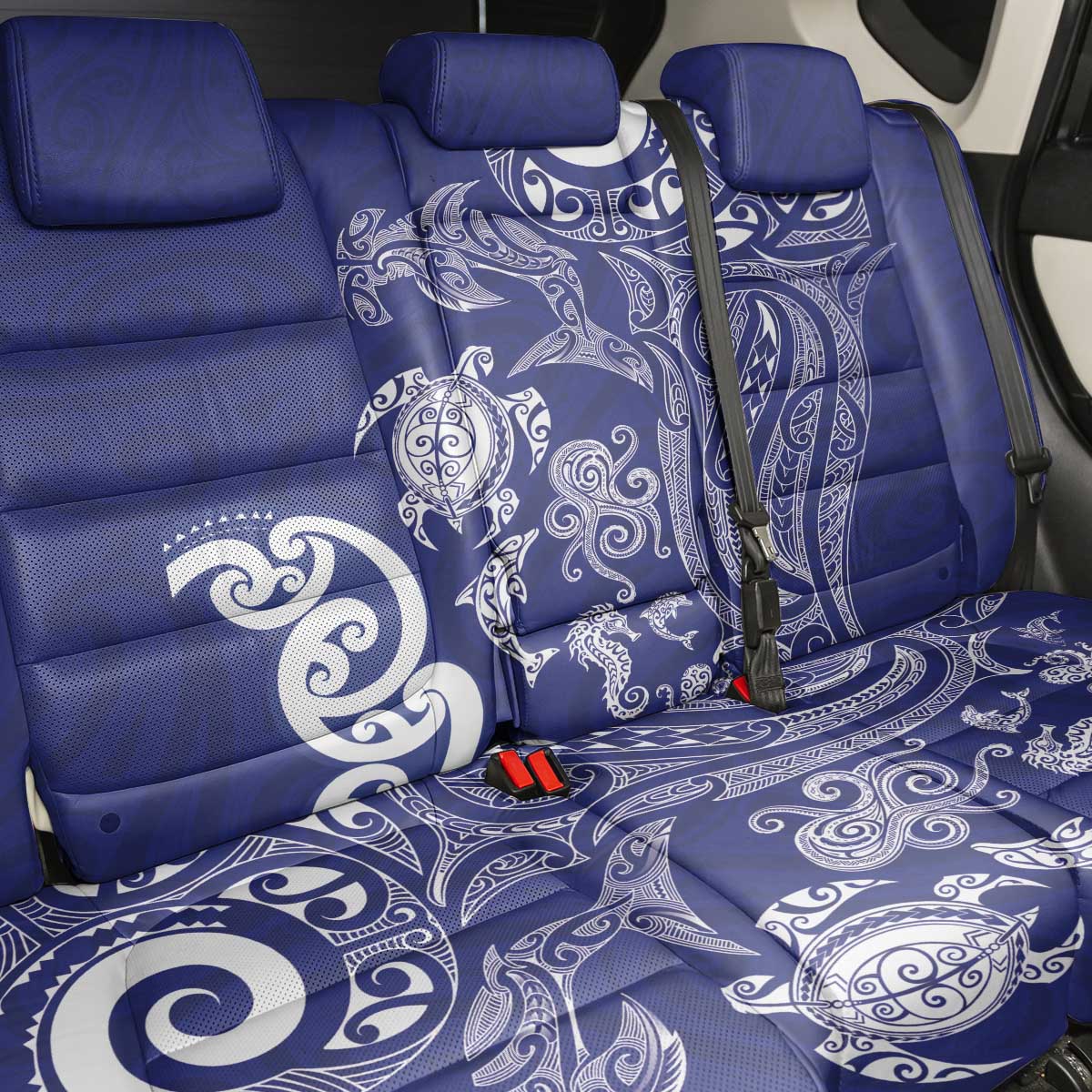 New Zealand Sea Animals with Maori Tribal Tattoo Back Car Seat Cover Blue Color LT03 - Polynesian Pride