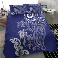 New Zealand Sea Animals with Maori Tribal Tattoo Bedding Set Blue Color