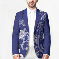 New Zealand Sea Animals with Maori Tribal Tattoo Blazer Blue Color