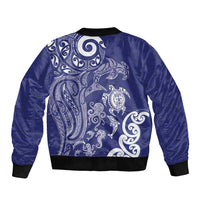 New Zealand Sea Animals with Maori Tribal Tattoo Bomber Jacket Blue Color