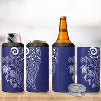 New Zealand Sea Animals with Maori Tribal Tattoo 4 in 1 Can Cooler Tumbler Blue Color LT03 - Polynesian Pride
