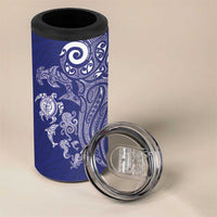 New Zealand Sea Animals with Maori Tribal Tattoo 4 in 1 Can Cooler Tumbler Blue Color LT03 - Polynesian Pride