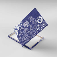 New Zealand Sea Animals with Maori Tribal Tattoo Canvas Wall Art Blue Color