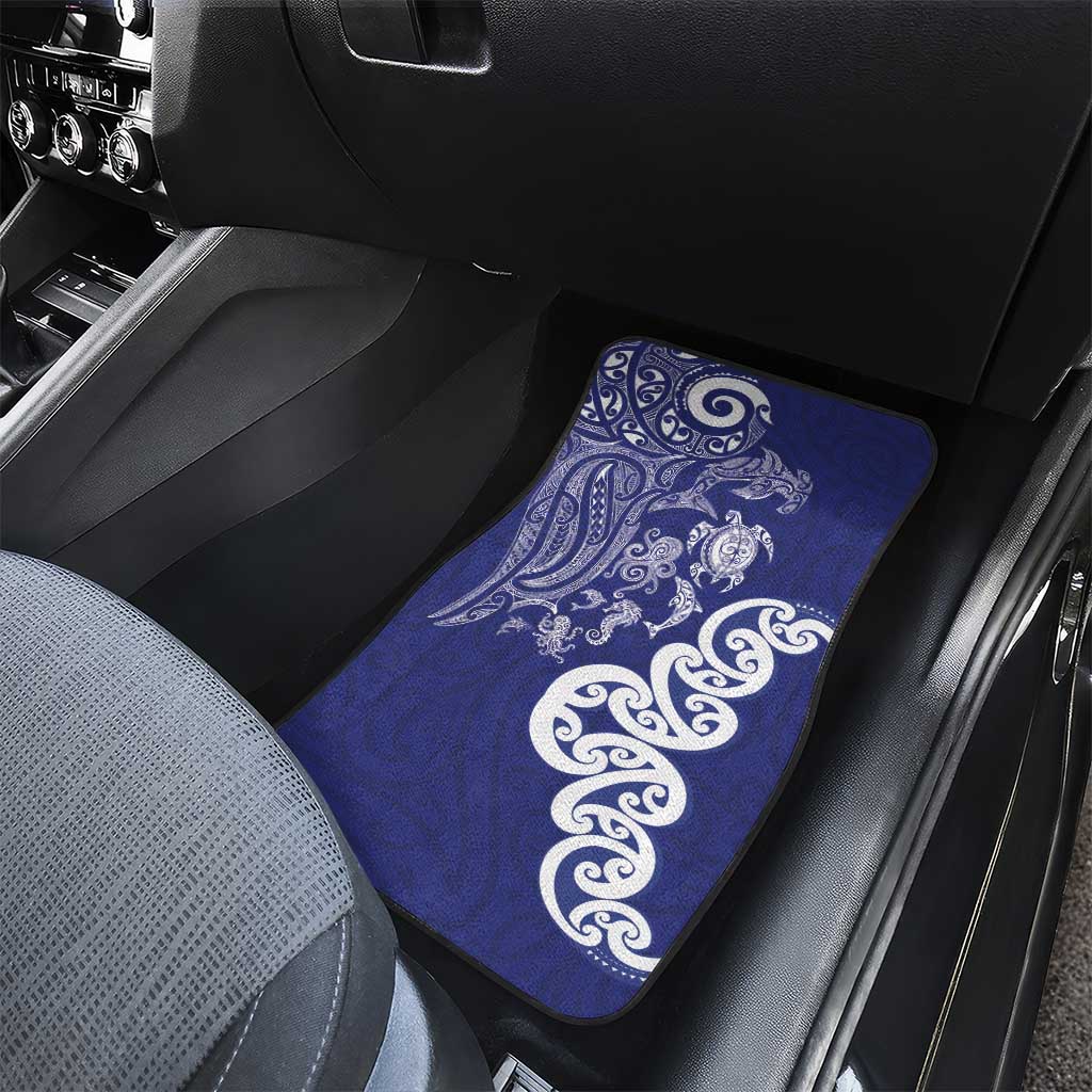 New Zealand Sea Animals with Maori Tribal Tattoo Car Mats Blue Color