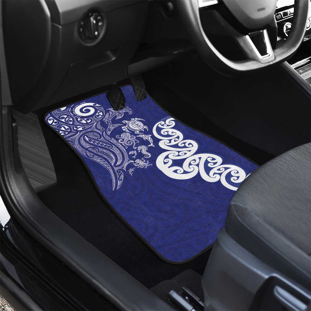 New Zealand Sea Animals with Maori Tribal Tattoo Car Mats Blue Color