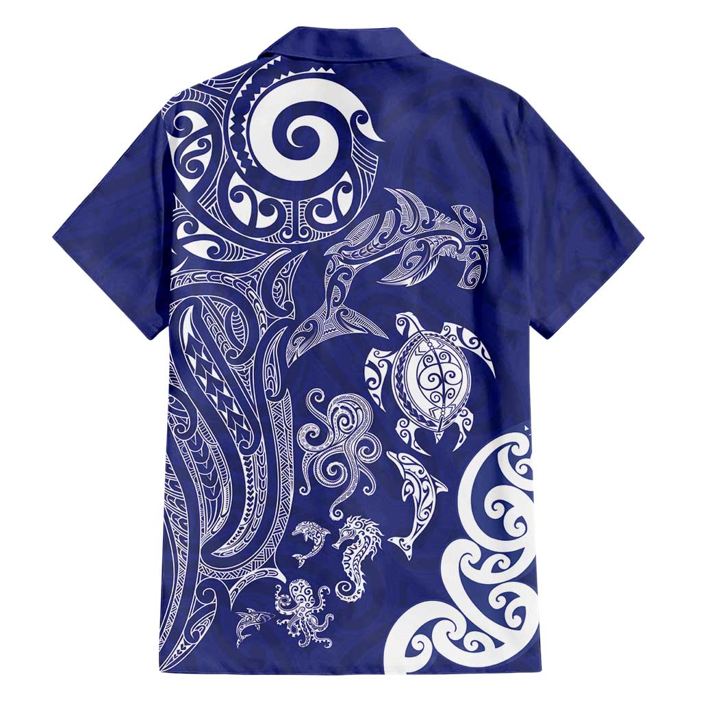 New Zealand Sea Animals with Maori Tribal Tattoo Hawaiian Shirt Blue Color LT03 - Polynesian Pride