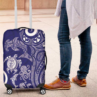 New Zealand Sea Animals with Maori Tribal Tattoo Luggage Cover Blue Color LT03 Blue - Polynesian Pride