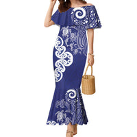 New Zealand Sea Animals with Maori Tribal Tattoo Mermaid Dress Blue Color LT03 Women Blue - Polynesian Pride