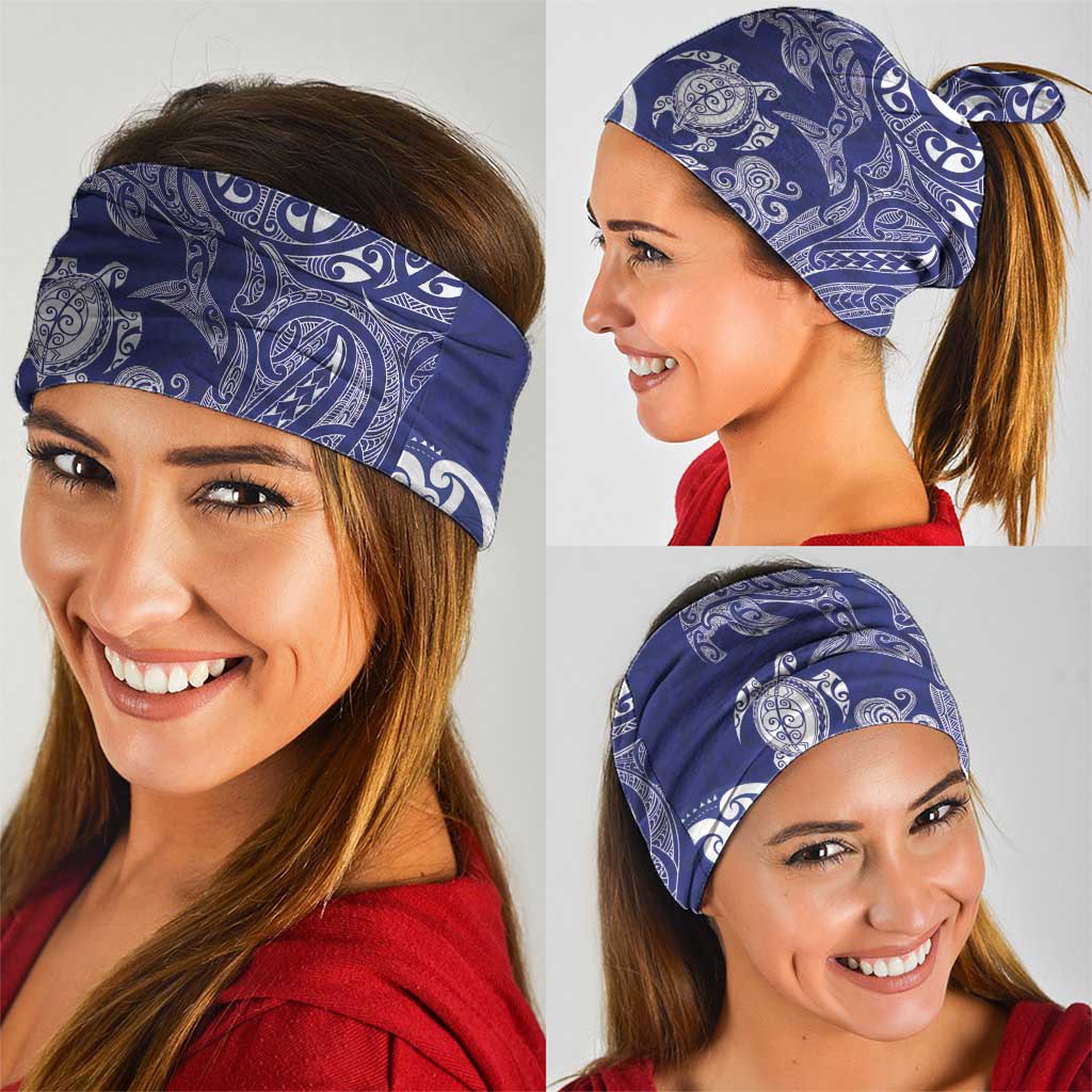 New Zealand Sea Animals with Maori Tribal Tattoo Neck Gaiter Blue Color LT03 - Polynesian Pride