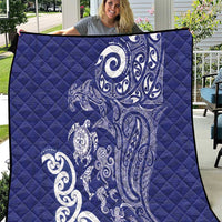 New Zealand Sea Animals with Maori Tribal Tattoo Quilt Blue Color