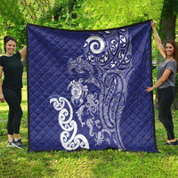 New Zealand Sea Animals with Maori Tribal Tattoo Quilt Blue Color