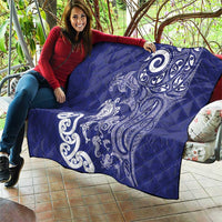 New Zealand Sea Animals with Maori Tribal Tattoo Quilt Blue Color