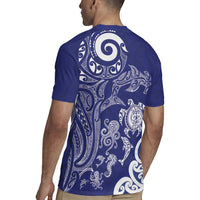 New Zealand Sea Animals with Maori Tribal Tattoo Rugby Jersey Blue Color LT03 - Polynesian Pride
