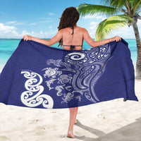 New Zealand Sea Animals with Maori Tribal Tattoo Sarong Blue Color