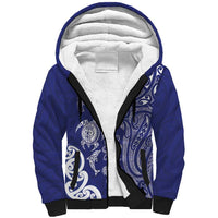 New Zealand Sea Animals with Maori Tribal Tattoo Sherpa Hoodie Blue Color LT03 Unisex Blue - Polynesian Pride