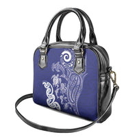 New Zealand Sea Animals with Maori Tribal Tattoo Shoulder Handbag Blue Color