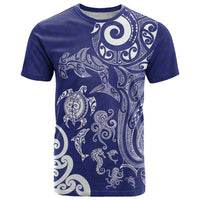New Zealand Sea Animals with Maori Tribal Tattoo T Shirt Blue Color LT03 Blue - Polynesian Pride