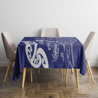 New Zealand Sea Animals with Maori Tribal Tattoo Tablecloth Blue Color