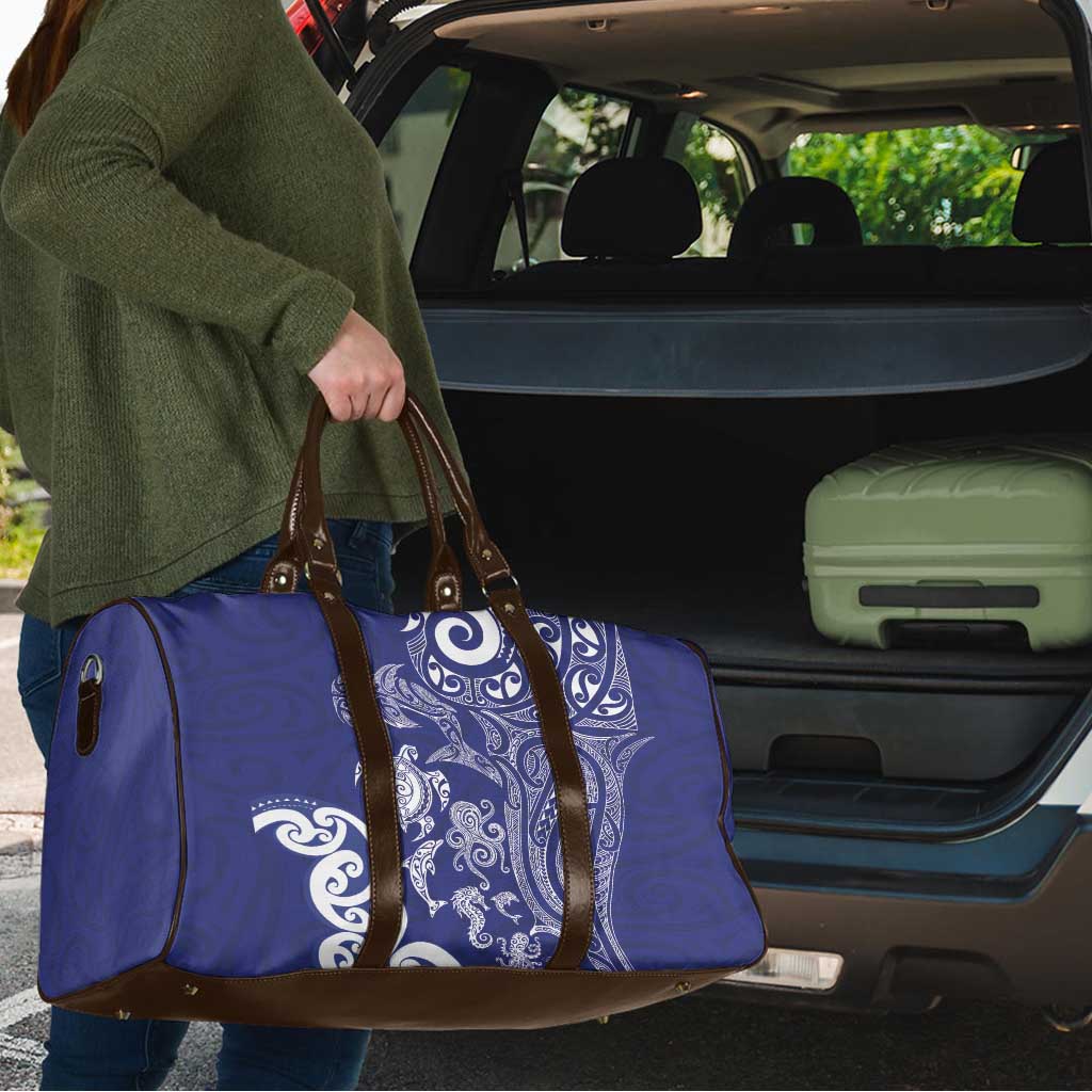 New Zealand Sea Animals with Maori Tribal Tattoo Travel Bag Blue Color LT03 - Polynesian Pride