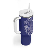 New Zealand Sea Animals with Maori Tribal Tattoo Tumbler With Handle Blue Color LT03 - Polynesian Pride
