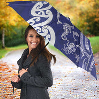 New Zealand Sea Animals with Maori Tribal Tattoo Umbrella Blue Color