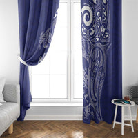 New Zealand Sea Animals with Maori Tribal Tattoo Window Curtain Blue Color