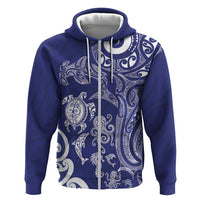 New Zealand Sea Animals with Maori Tribal Tattoo Zip Hoodie Blue Color LT03 Zip Hoodie Blue - Polynesian Pride