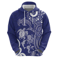 New Zealand Sea Animals with Maori Tribal Tattoo Zip Hoodie Blue Color LT03 - Polynesian Pride