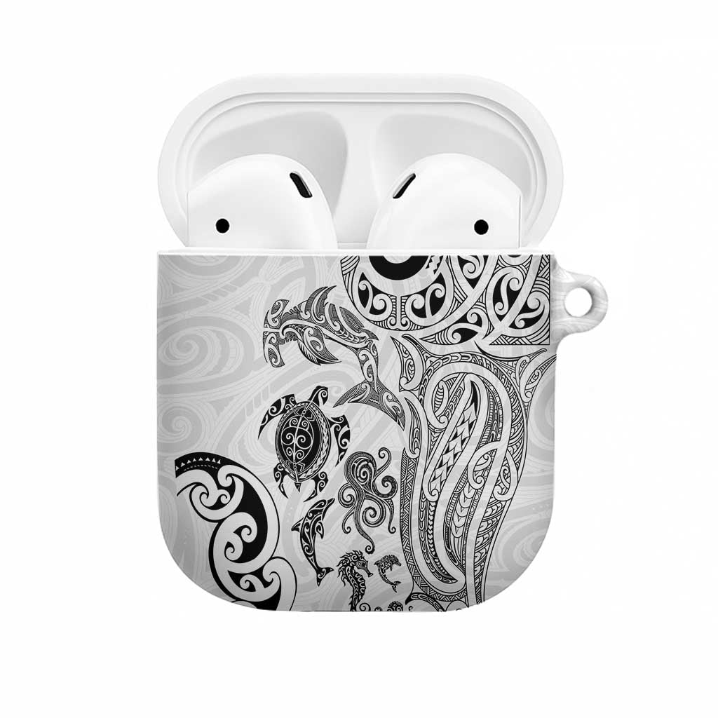 New Zealand Sea Animals with Maori Tribal Tattoo AirPods Case White Color LT03 White - Polynesian Pride