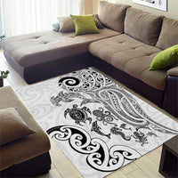 New Zealand Sea Animals with Maori Tribal Tattoo Area Rug White Color LT03 - Polynesian Pride