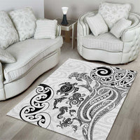 New Zealand Sea Animals with Maori Tribal Tattoo Area Rug White Color LT03 - Polynesian Pride