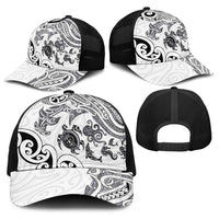 New Zealand Sea Animals with Maori Tribal Tattoo Baseball Net Cap White Color