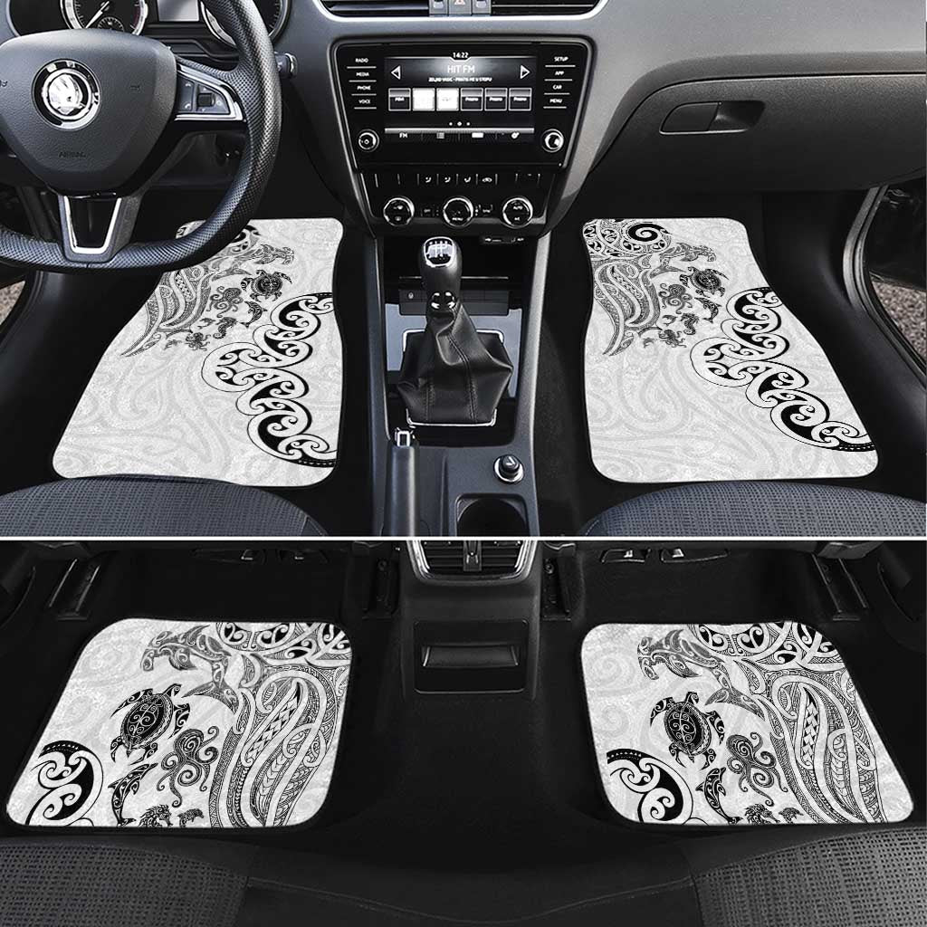New Zealand Sea Animals with Maori Tribal Tattoo Car Mats White Color LT03 Set 4pcs White - Polynesian Pride