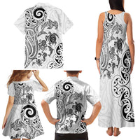 New Zealand Sea Animals with Maori Tribal Tattoo Family Matching Tank Maxi Dress and Hawaiian Shirt White Color LT03 - Polynesian Pride