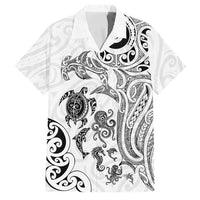 New Zealand Sea Animals with Maori Tribal Tattoo Family Matching Tank Maxi Dress and Hawaiian Shirt White Color LT03 Dad's Shirt - Short Sleeve White - Polynesian Pride