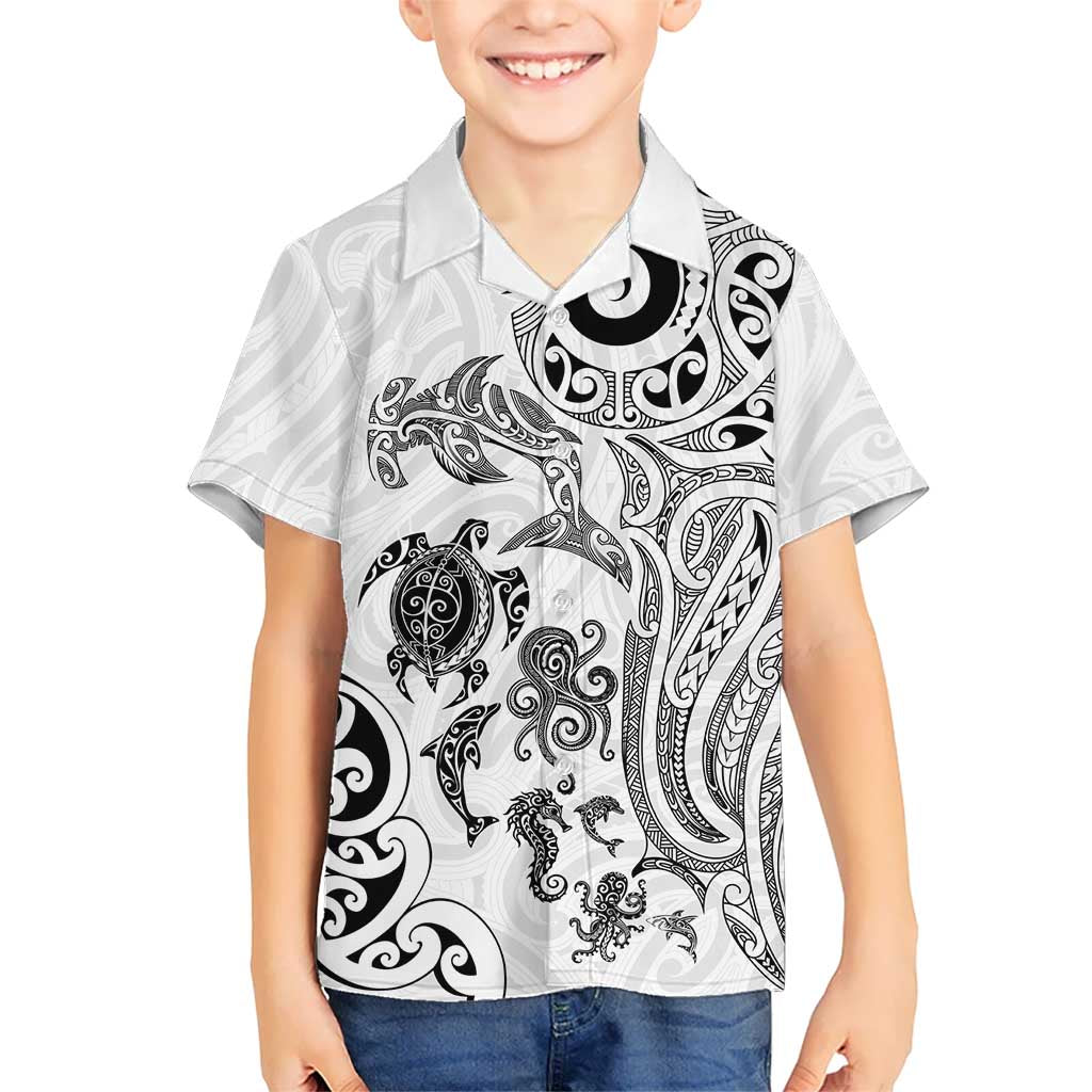 New Zealand Sea Animals with Maori Tribal Tattoo Hawaiian Shirt White Color LT03 - Polynesian Pride