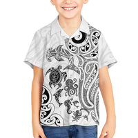 New Zealand Sea Animals with Maori Tribal Tattoo Hawaiian Shirt White Color LT03 - Polynesian Pride