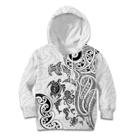 New Zealand Sea Animals with Maori Tribal Tattoo Kid Hoodie White Color LT03 Hoodie White - Polynesian Pride