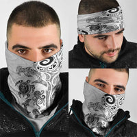 New Zealand Sea Animals with Maori Tribal Tattoo Neck Gaiter White Color