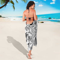 New Zealand Sea Animals with Maori Tribal Tattoo Sarong White Color