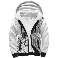 New Zealand Sea Animals with Maori Tribal Tattoo Sherpa Hoodie White Color LT03 Unisex White - Polynesian Pride