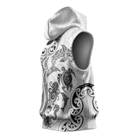 New Zealand Sea Animals with Maori Tribal Tattoo Sleeveless Hoodie White Color LT03 - Polynesian Pride