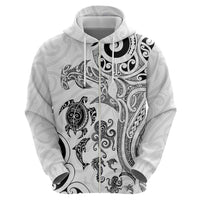 New Zealand Sea Animals with Maori Tribal Tattoo Zip Hoodie White Color LT03 - Polynesian Pride