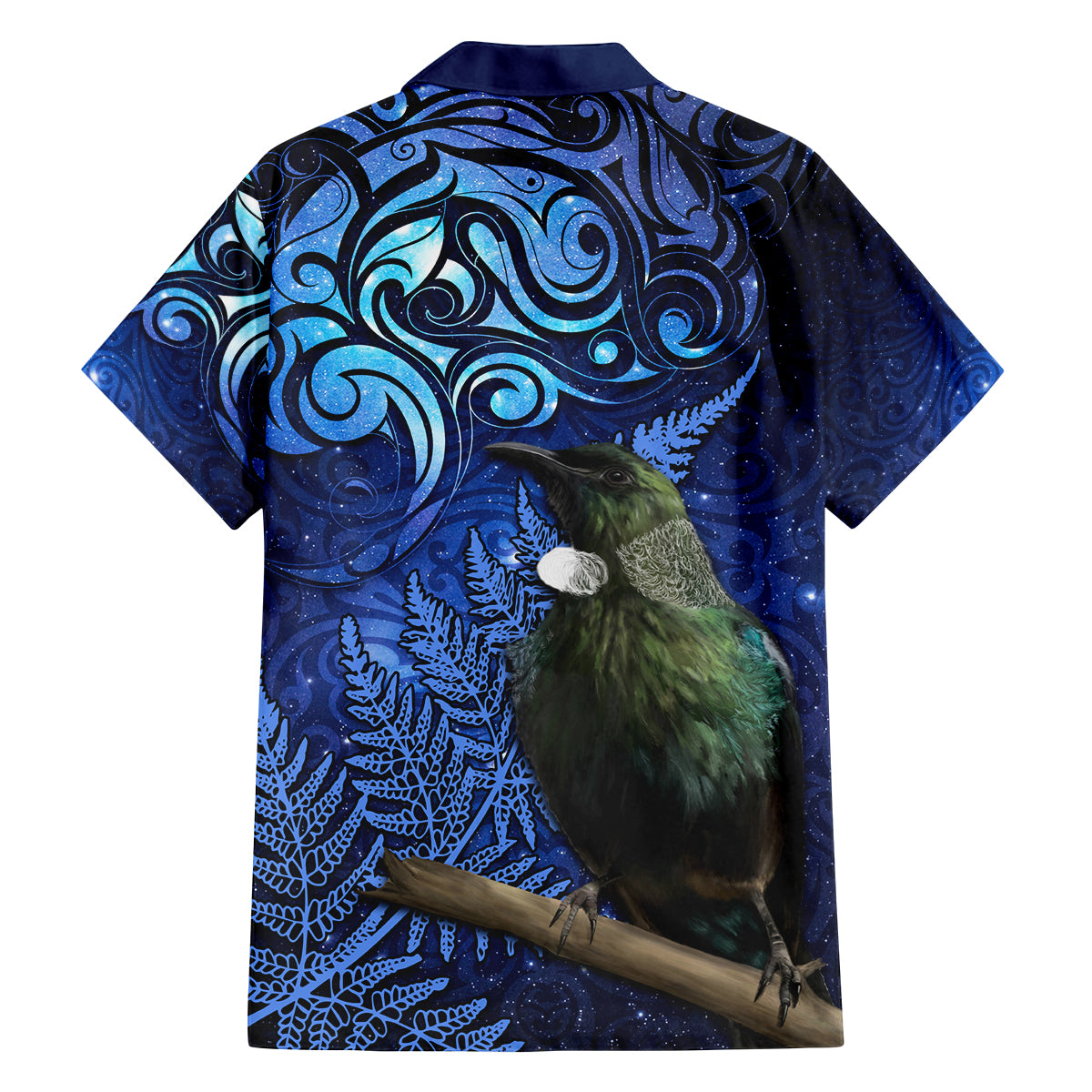 New Zealand Tui Bird Matariki Family Matching Puletasi and Hawaiian Shirt Maori New Year with Galaxy Fern LT03 - Polynesian Pride